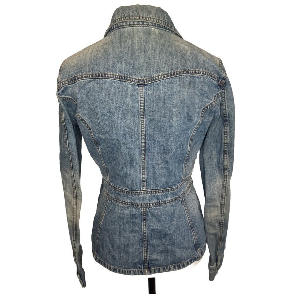 DKNY Womens Button Up Tailored Blue Medium Wash Denim Jacket Sz M - Picture 4 of 10